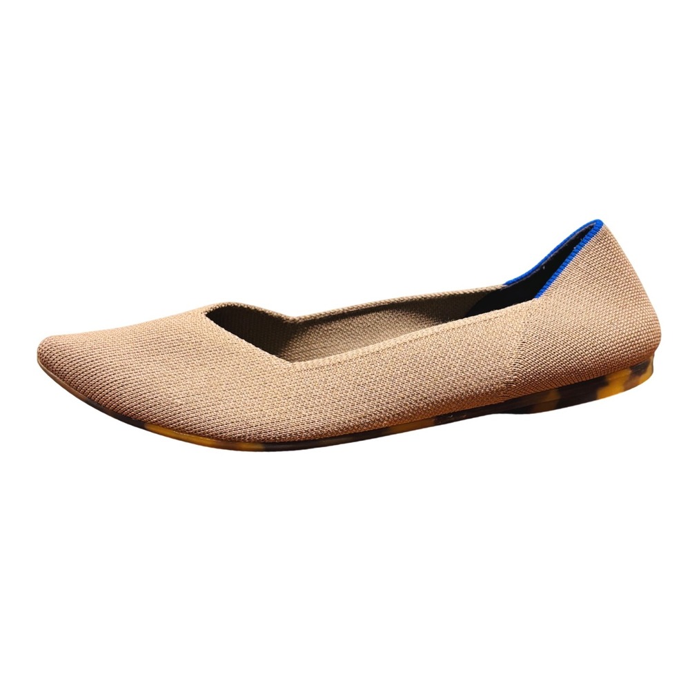 Rothys The Point Fawn Tan Pointed Toe Flats Tortoise Shell Sole Women 9